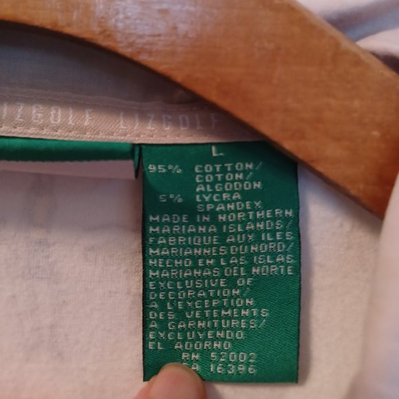 Liz Claiborne Golf Shirt, Size L.  95% cotton; 5% spandex - Picture 6 of 10